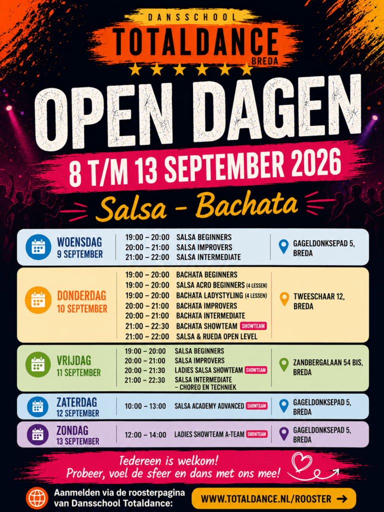 Proeflessen open dagen 9 sept